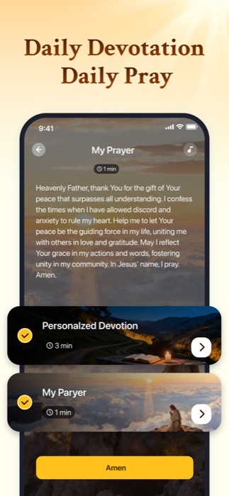 My Prayer screen with a written prayer