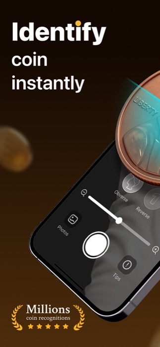 Identification result overlay on a coin