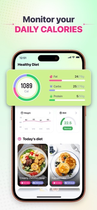 Daily calorie and nutrition screen